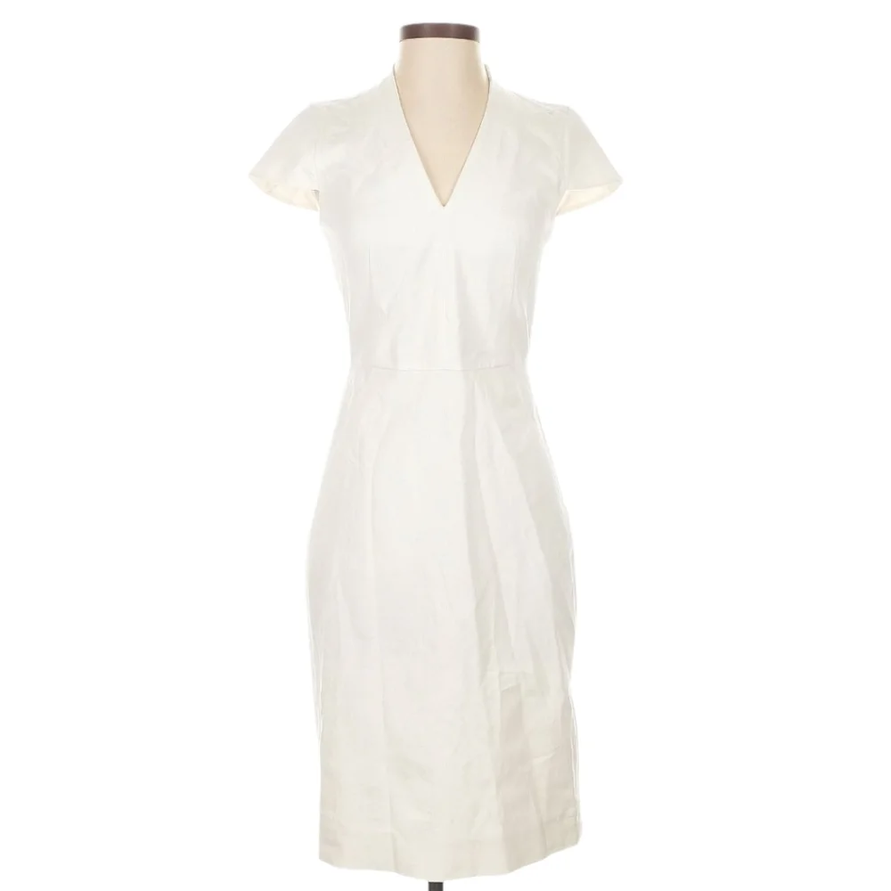 J Crew V Neck Bi Stretch Cotton Sheath Dress NWT Size 0 - Picture 2 of 8